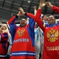 MINSK, BELARUS - MAY 12: Russian fans cheering on their team against the U.S. during preliminary round action at the 2014 IIHF Ice Hockey World Championship. (Photo by Andre Ringuette/HHOF-IIHF Images)